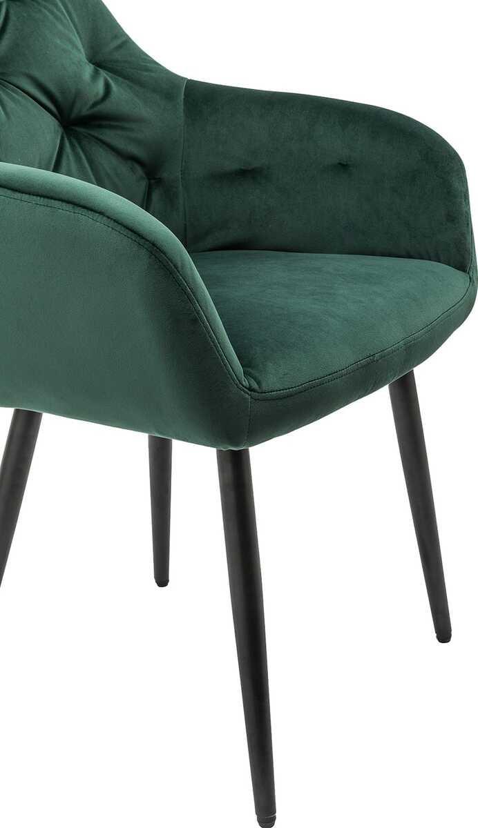 mutoni Chaise avec accoudoirs velours vert  