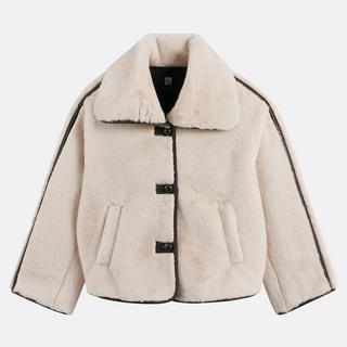 La Redoute Collections Flauschiger Kurzmantel mit Knopfverschluss  