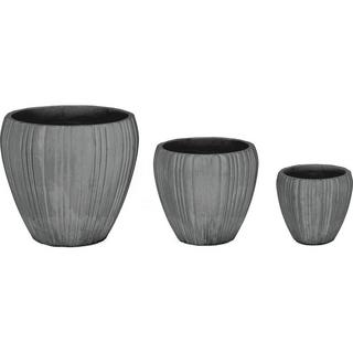 mutoni Vaso per piante Halong grigio rotondo (set di 3)  