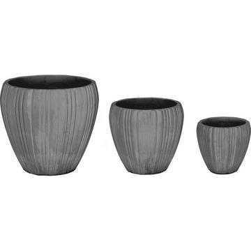 Vaso per piante Halong grigio rotondo (set di 3)