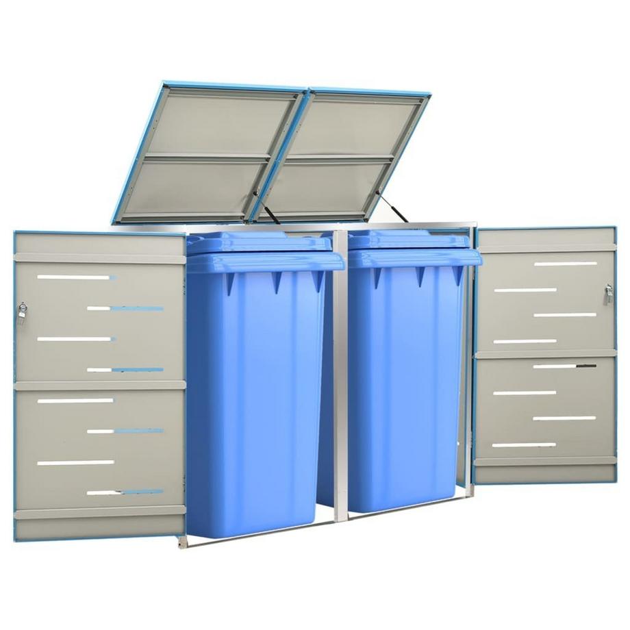 VidaXL Abri à poubelles à roulettes acier inoxydable  
