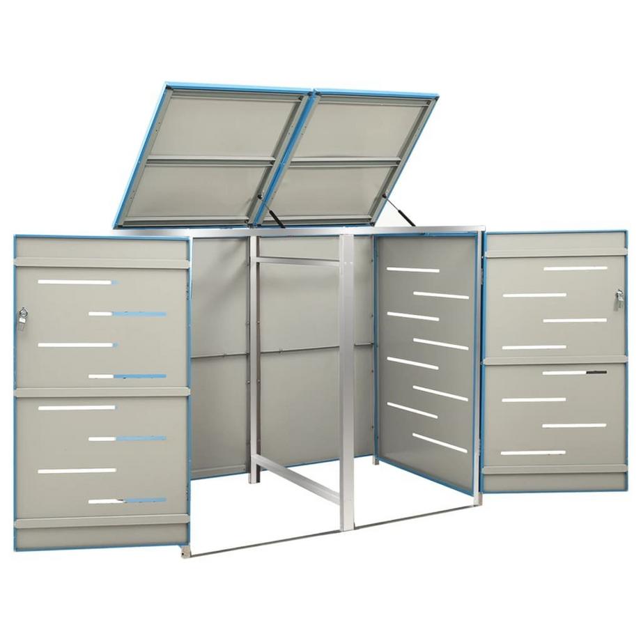 VidaXL Abri à poubelles à roulettes acier inoxydable  
