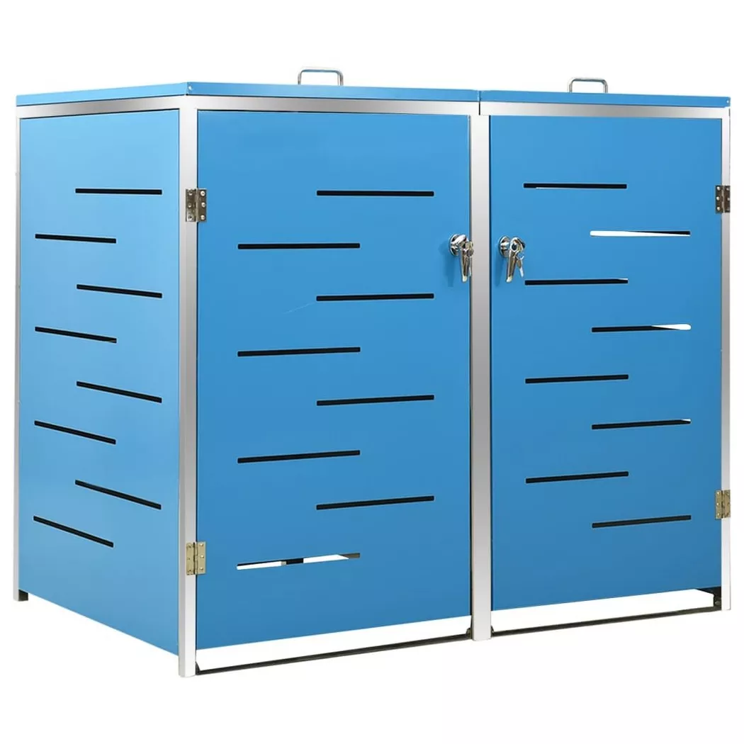 Copri Bidoni Pattumiera Doppia 138x77,5x112,5 Cm Acciaio Inox - Vidaxl