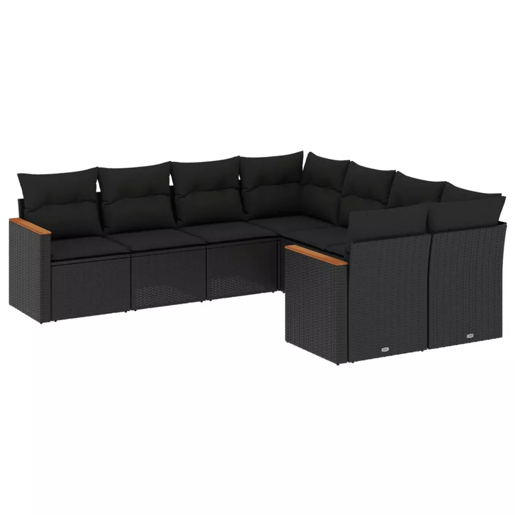 VidaXL - set divano da giardino Polirattan, One Size, Nero