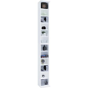 Holzregal stehend | platzsparender CD Schrank für 204 CDs oder 72 DVDs | Maße: H. 180 x B. 21 x T. 20 cm | Elegantes DVD Regal stehend | Blu-Ray Regal