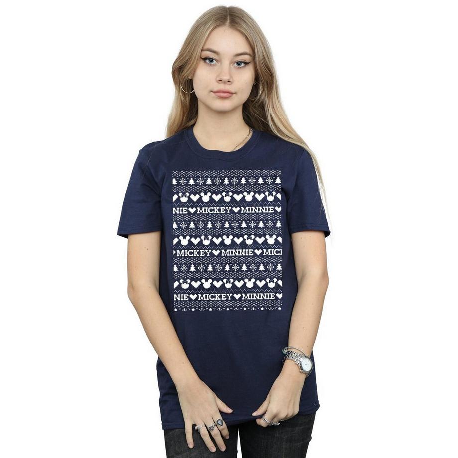 Disney Mickey Minnie T-Shirt Style Pull de Noël  