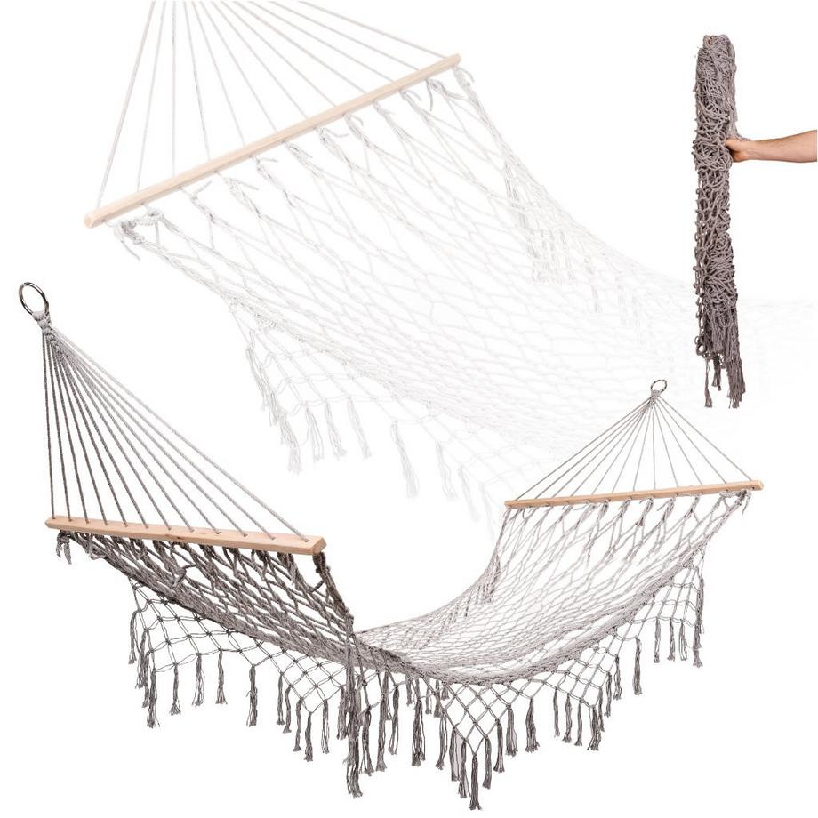 Gartenhängematte Boho Mesh Quaste 200cm