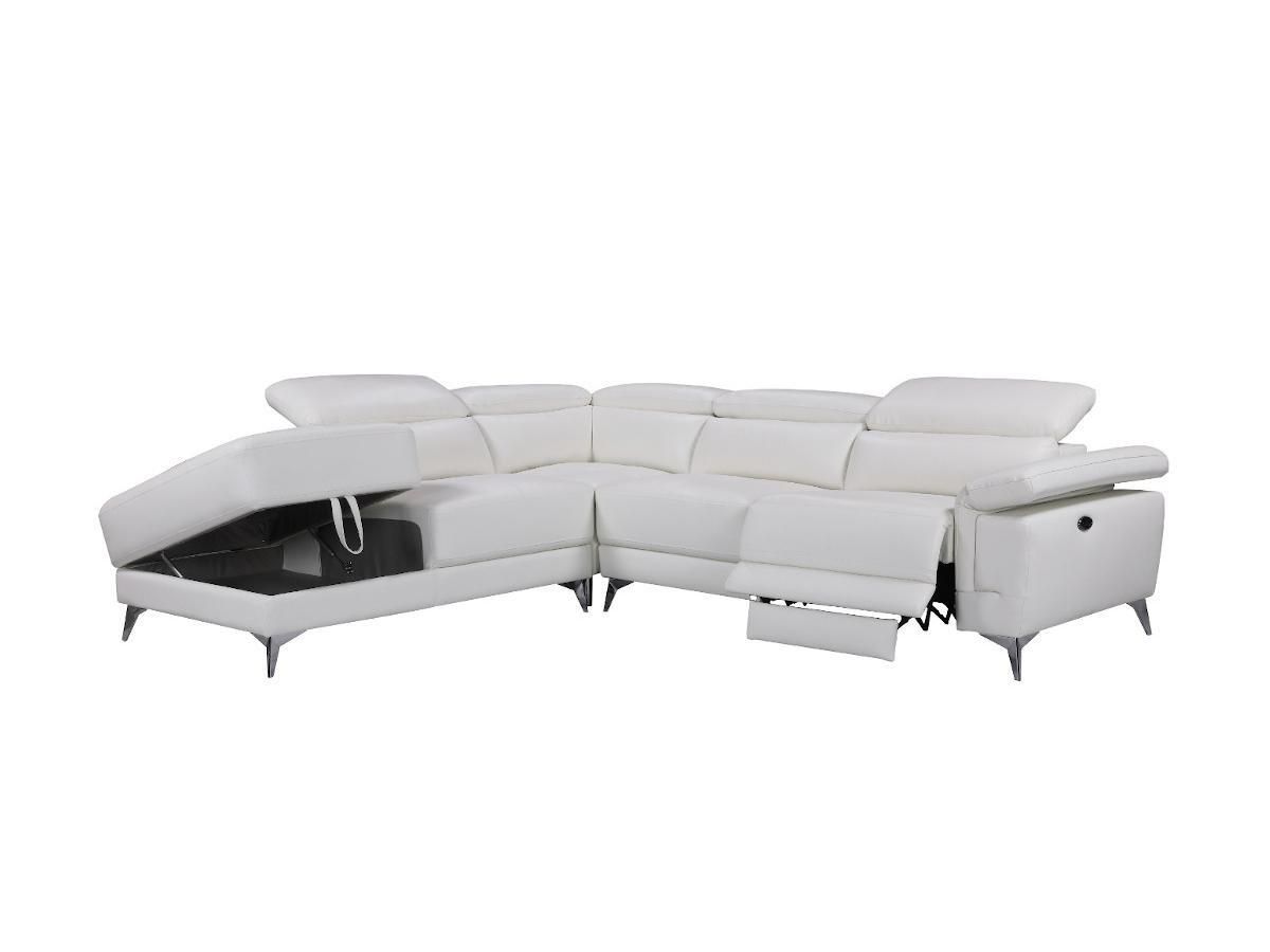 LINEA SOFA Divano angolare relax elettrico in pelle Avorio Angolo a sinistra PASCALINE  