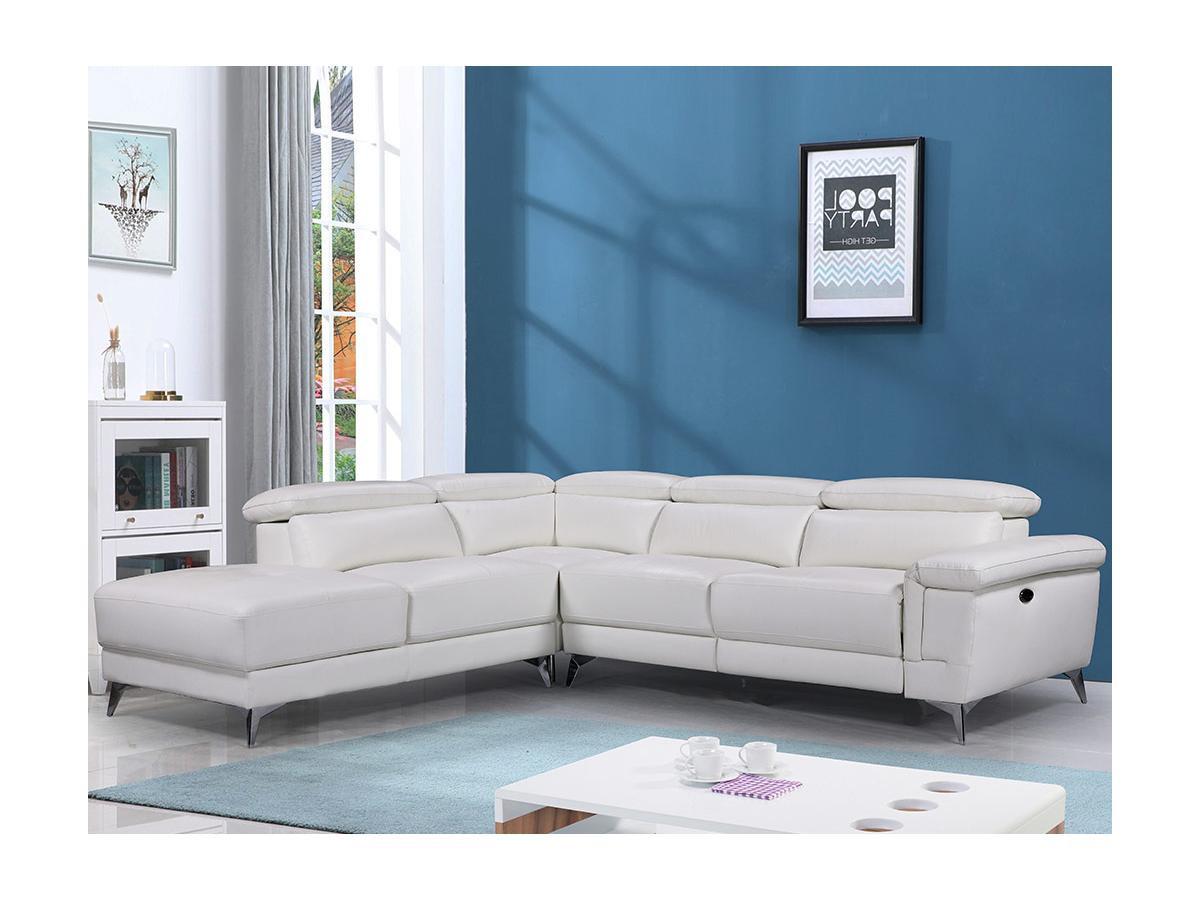 LINEA SOFA Divano angolare relax elettrico in pelle Avorio Angolo a sinistra PASCALINE  