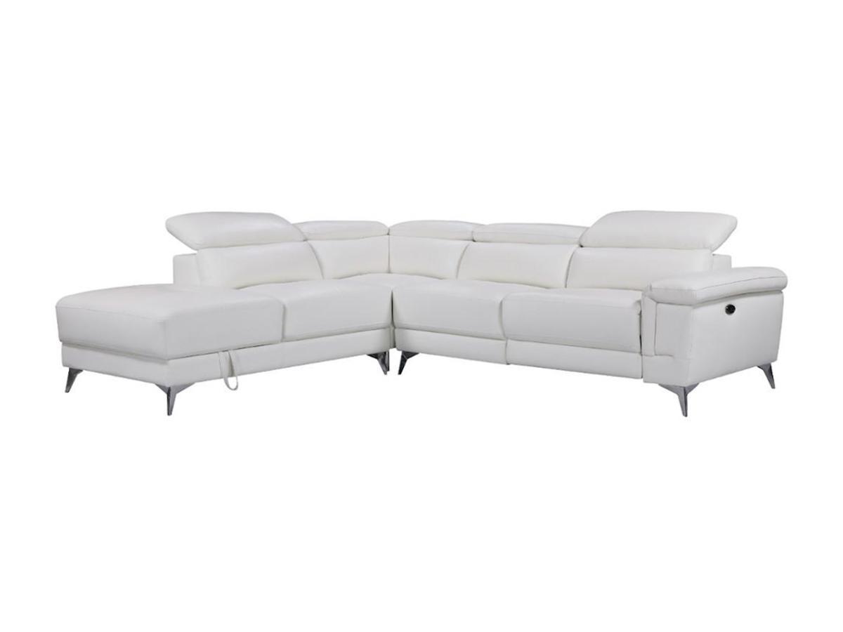 LINEA SOFA Divano angolare relax elettrico in pelle Avorio Angolo a sinistra PASCALINE  