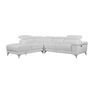 LINEA SOFA Divano angolare relax elettrico in pelle Avorio Angolo a sinistra PASCALINE  