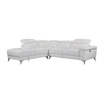 Relaxsofa Ecksofa Leder elektrisch Ecke Links Elfenbein PASCALINE