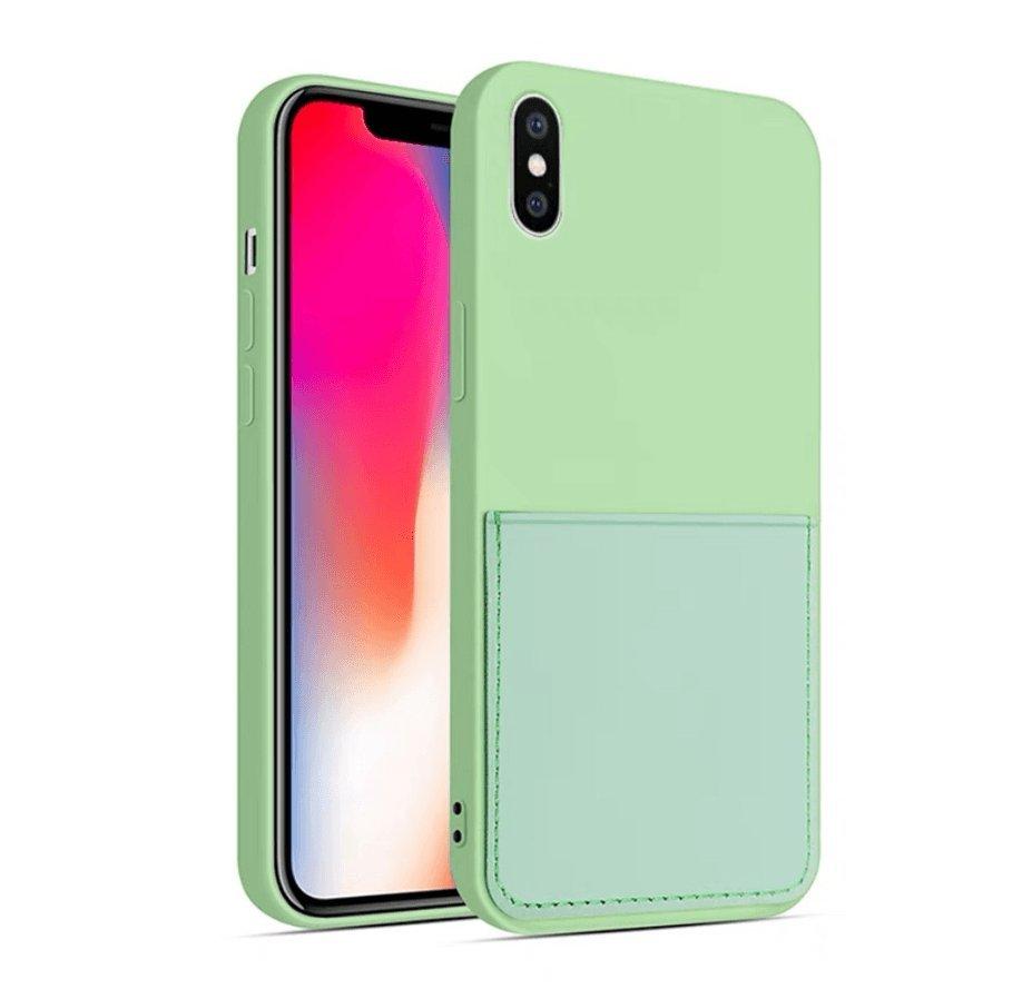 mobileup  Silikon Case mit Kartenfach iPhone XS Max - Green 