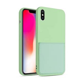 mobileup  Silikon Case mit Kartenfach iPhone XS Max - Green 