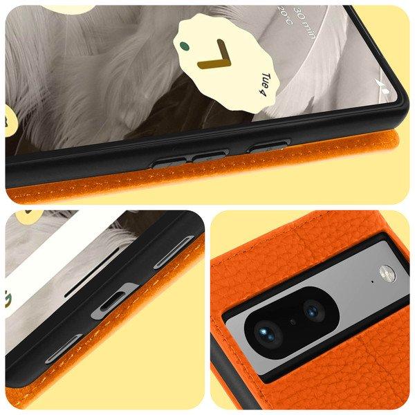 Avizar  Etui Google Pixel 7 Portefeuille Orange 