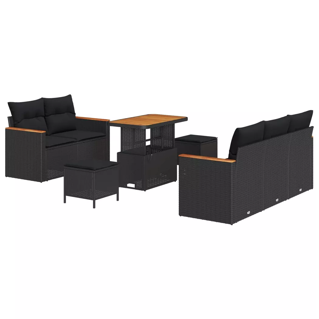 vidaXL Gartensofa-set 8 stk. Schwarz Poly-Rattan