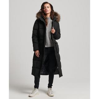 Superdry  lange daunenjacke mit kunstpelzbesatz für damen everest 