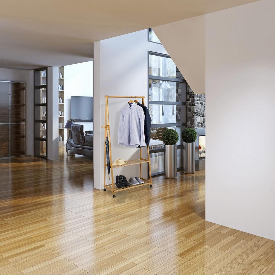 B2X  Bambus-Kleiderständer auf Rädern groß 