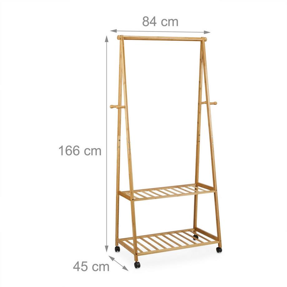 B2X  Bambus-Kleiderständer auf Rädern groß 