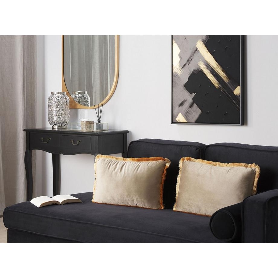 Beliani Dekokissen 2er Set aus Samtstoff Boho POTHOS  