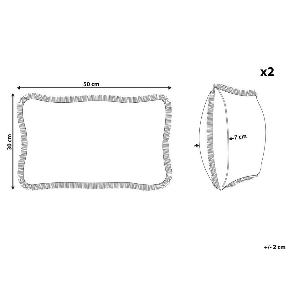 Beliani Dekokissen 2er Set aus Samtstoff Boho POTHOS  