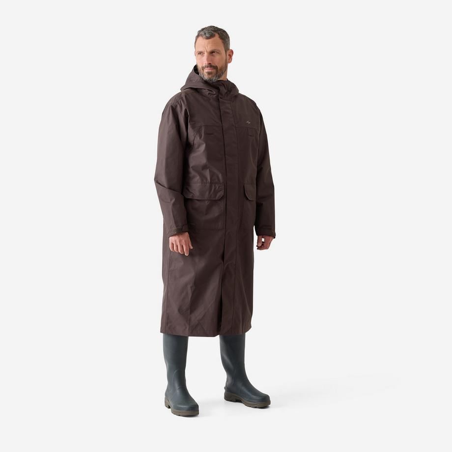 Langer wasserdichter Jagdmantel 500 kakaobraun