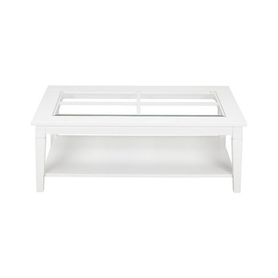 Vente-unique Table basse GUERANDE Plateau en verre trempé Pin  