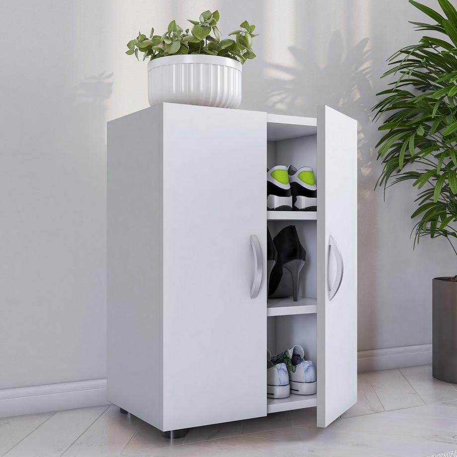 VCM Bois Grande armoire à chaussures Commode à chaussures Étagère à chaussures Bottes Grande Ulas 3 compartiments  