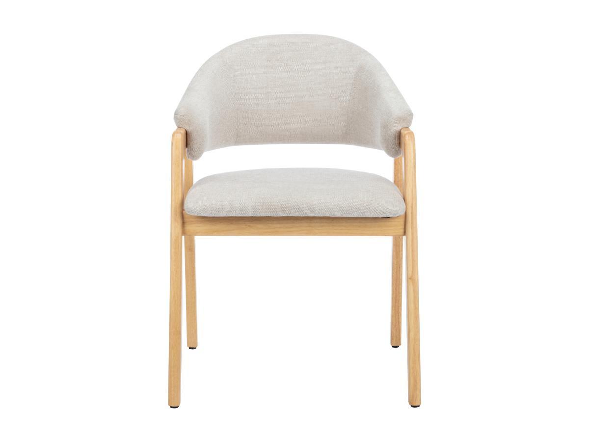 Vente-unique Sedia con braccioli in Tessuto e Legno di hevea Beige - Lotto di 6 - SOLUNA  