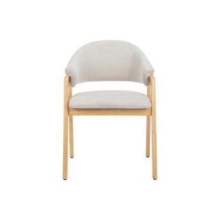 Vente-unique Sedia con braccioli in Tessuto e Legno di hevea Beige - Lotto di 6 - SOLUNA  