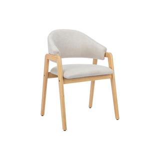 Vente-unique Sedia con braccioli in Tessuto e Legno di hevea Beige - Lotto di 6 - SOLUNA  