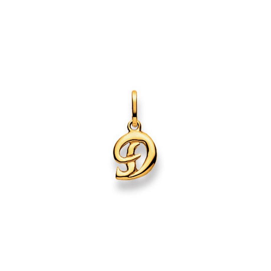 Pendentif lettre D or jaune 750, 15 x 8mm