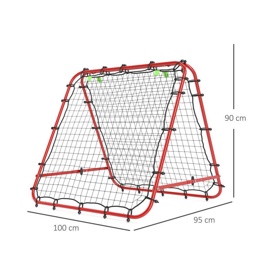 Northio  Fußball Rebounder Kickback Tor Rückprallwand Netz beidseitiger Rückprall Verstellbar in 5 Stufen für Fußball Training Stahl Rot 100 x 95 x 90 cm 
