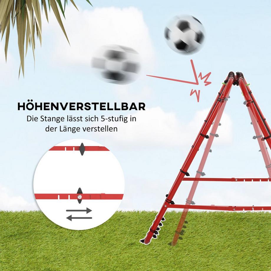 Northio  Fußball Rebounder Kickback Tor Rückprallwand Netz beidseitiger Rückprall Verstellbar in 5 Stufen für Fußball Training Stahl Rot 100 x 95 x 90 cm 