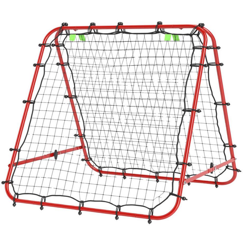 Fußball Rebounder Kickback Tor Rückprallwand Netz beidseitiger Rückprall Verstellbar in 5 Stufen für Fußball Training Stahl Rot 100 x 95 x 90 cm