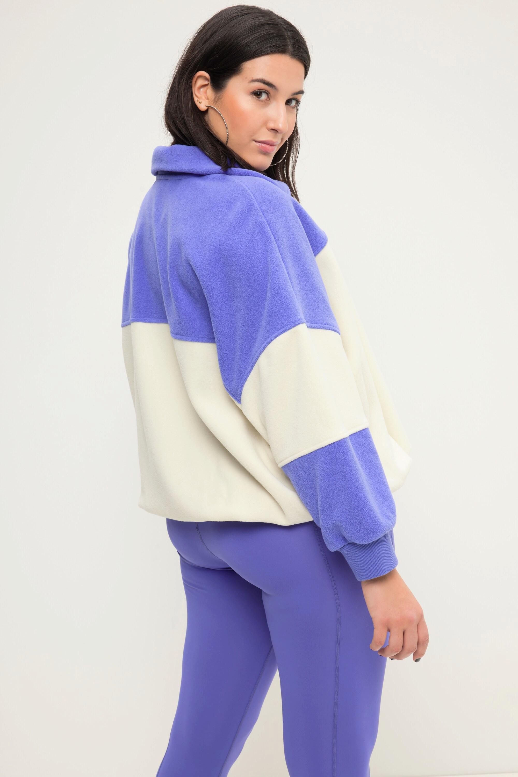 Studio Untold  Sweat-shirt en polaire coupe Boxy, avec color block et col droit à zip 