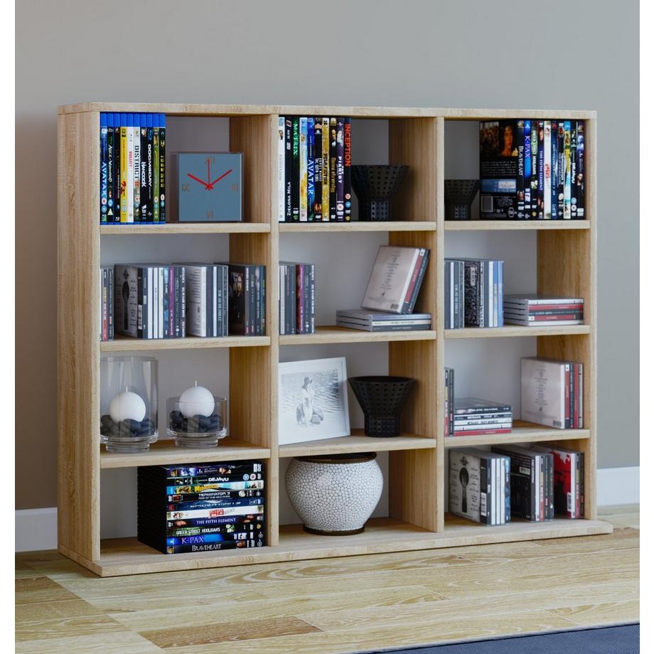 VCM Étagère en bois pour CD et DVD Étagère à livres Étagère à médias Séparateur de pièce Étagère décorative Megosa L  