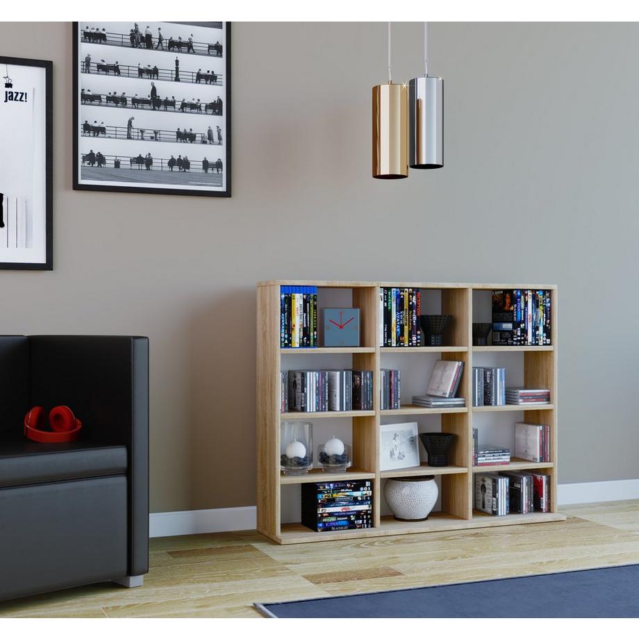 VCM Étagère en bois pour CD et DVD Étagère à livres Étagère à médias Séparateur de pièce Étagère décorative Megosa L  