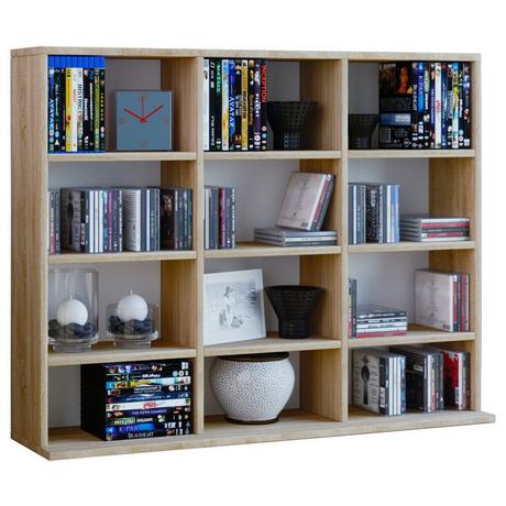 VCM Holzregal stehend | platzsparender CD-Schrank für 480 CDs oder 224 DVDs | Maße:H. 82 x B. 102 x T. 23 cm | Elegantes DVD Regal stehend | Blu-Ray Regal  