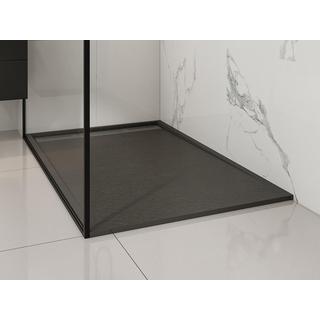 Vente-unique Piatto per doccia da posare o da incasso con sifone 140 x 90 cm in Resina Nero - LYROSA  