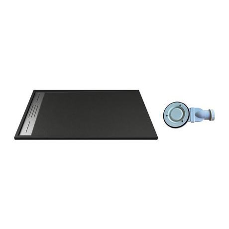 Vente-unique Piatto per doccia da posare o da incasso con sifone 140 x 90 cm in Resina Nero - LYROSA  