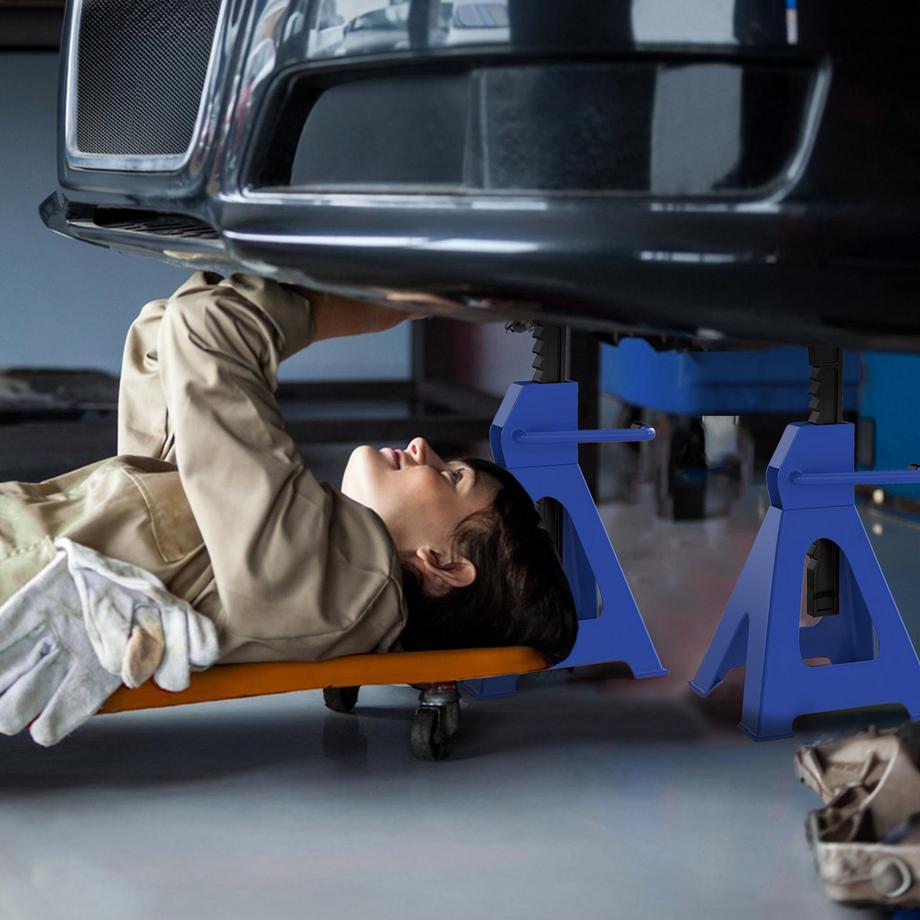 Northio Chandelle Capacité de charge de 3 tonnes Béquille de support 2 pièces avec attelle de sécurité 13 niveaux Hauteur réglable de 385 mm à 600 mm Chandelles cric de voiture pour atelier garage bleu |  