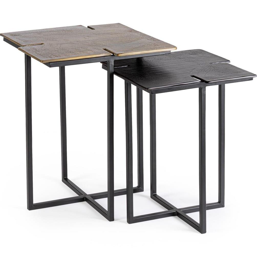 mutoni Table basse Aziza laiton noir (lot de 2)  