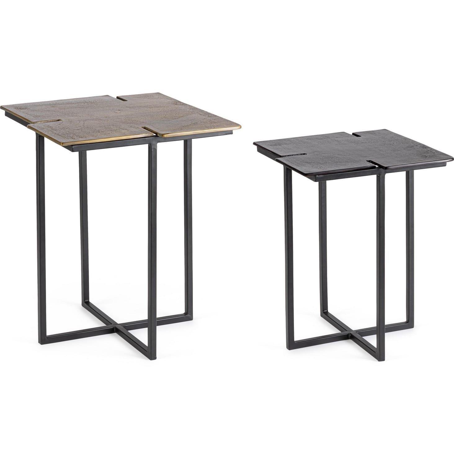 mutoni Table basse Aziza laiton noir (lot de 2)  