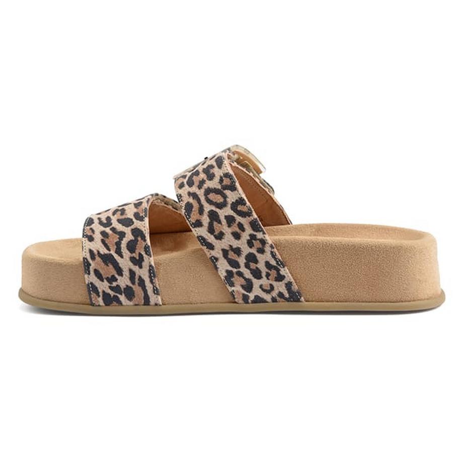 Paul Green Leopard Print Doppelriemen Sandalen  