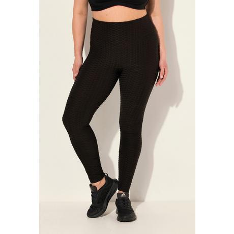 Ulla Popken  Legging de sport, texturé, taille haute, large ceinture élastique 