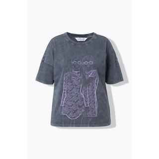 Studio Untold  T-shirt dal taglio oversize con acid wash e stampa con cuori e ragazze 