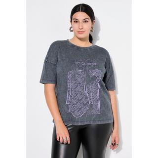 Studio Untold  T-shirt dal taglio oversize con acid wash e stampa con cuori e ragazze 