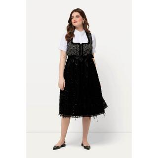 Ulla Popken  Tradizionale abito smanicato Dirndl con top leopardato e scollo rettangolare 