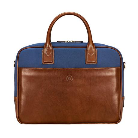 Maxwell Scott  Le Calvino Canvas Sacoche pour ordinateur en cuir et toile 